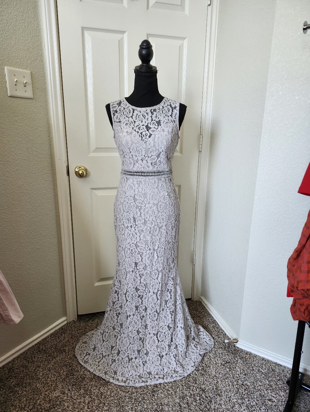 Lulu's Ivory Floral Lace Sleeveless Maxi Dress